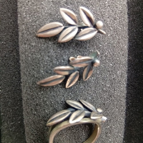 Silver ring and earrings set used