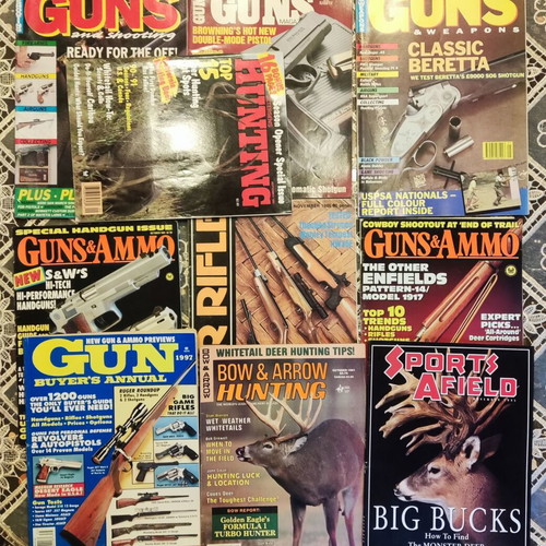 Vintage collection of 10 guns and hunting magazines from the 80s and 90s