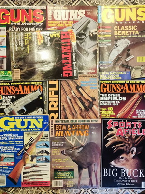 Vintage collection of 10 guns and hunting magazines from the 80s and 90s
