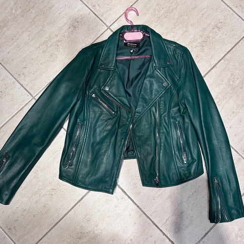 Stradivarius leather jacket green like new, size XL