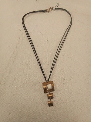 Handmade brass pendant hammered with mother-of-pearl like new