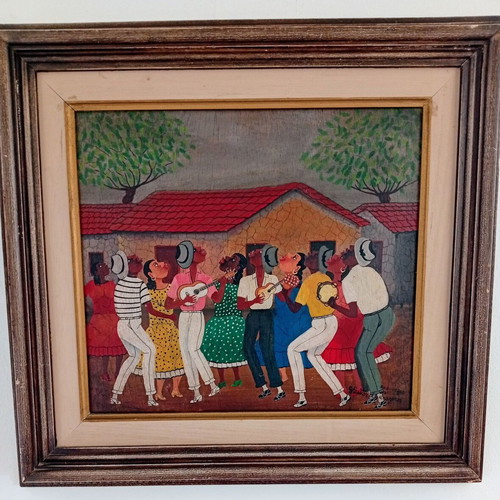 Heitor dos Prazeres oil painting on wood used 38x42 cm