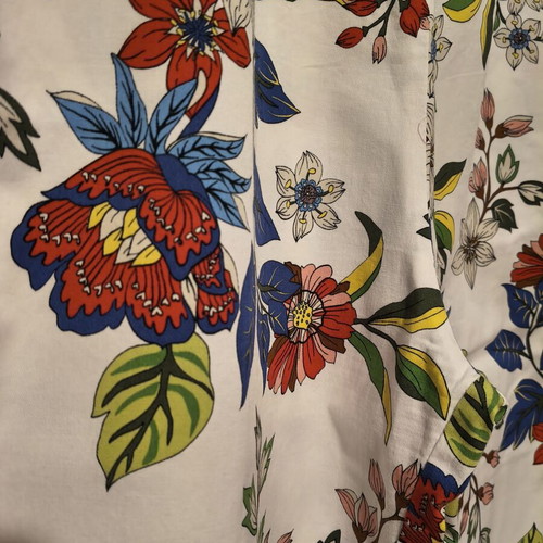 Wide leg pants with colorful floral pattern, like new