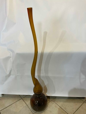 Vintage decorative floor vase made of natural glass 125cm used