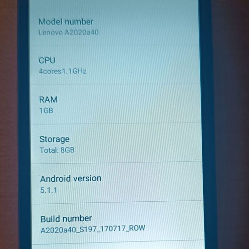 Lenovo Vibe A2020a40 used, black, Android, camera up to 7.9 MPixel