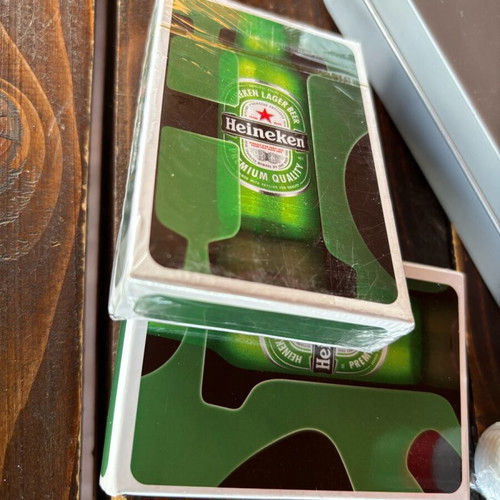 Heineken Poker Set like new with 2 decks and 50 chips in metal box