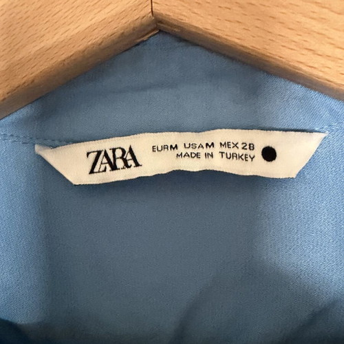 Zara shirt size M like new, blue turquoise satin look