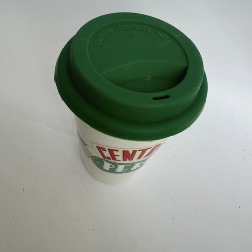 Ceramic Friends mug with silicone lid new for hot drinks