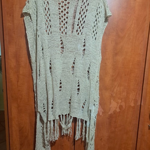 Knitted beach caftan beige, like new, boho style