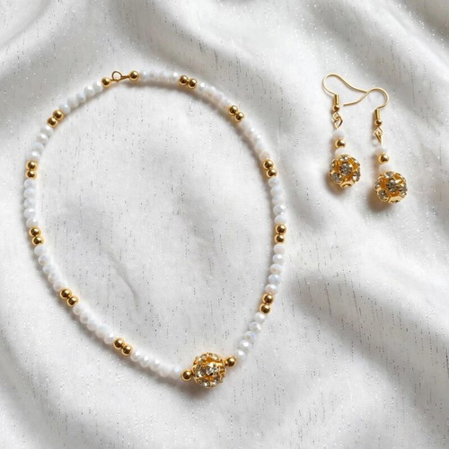 Handmade white and gold elegant jewelry set new