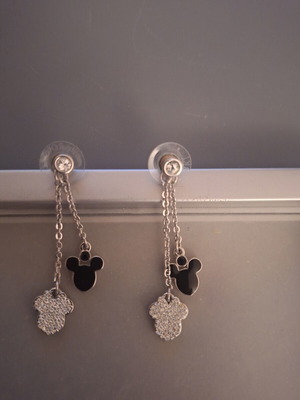 Swarovski Disney Mickey Mouse earrings like new with pavé crystals and black enamel