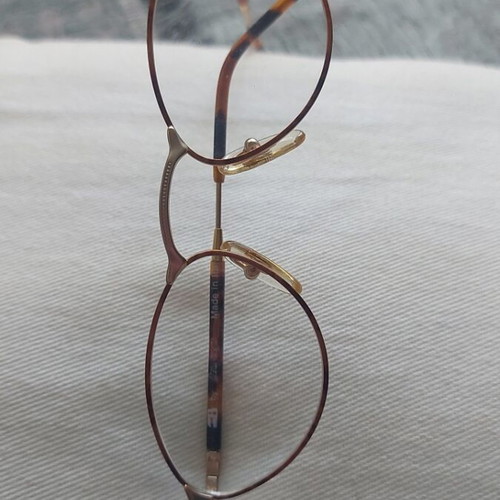 Vintage presbyopia eyeglass frame like new, metal, gold and brown