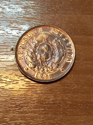 2 Centavos Argentina 1891 used copper coin