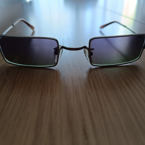 Vintage Y2K ONYX Street sunglasses metal rectangle purple green heart detail like new