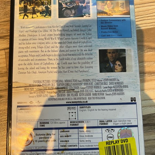 Captain Corelli’s Mandolin DVD like new