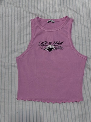 Bershka Y2K Pink Crop Top Like New, Cute as Hell Print