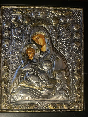 Byzantine Icon of Panagia Vrefokratousa Silver 950 Like New