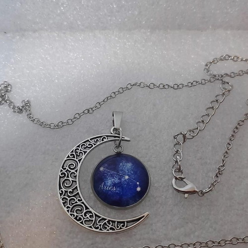 Pendant Aries Constellation with Crescent Moon like new