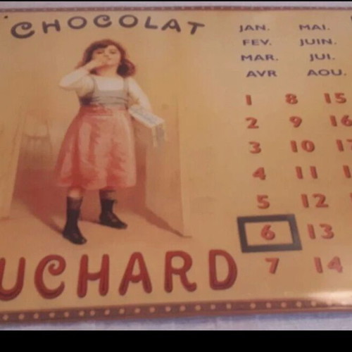 Metal Chocolat Suchard calendar like new, vintage