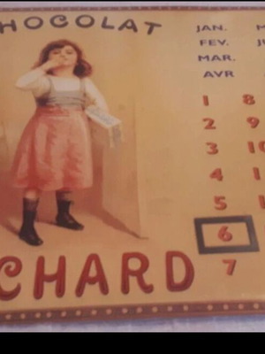 Metal Chocolat Suchard calendar like new, vintage