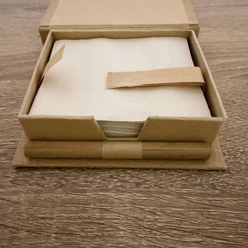 Note papers in box new with pencil and wooden vintage design
