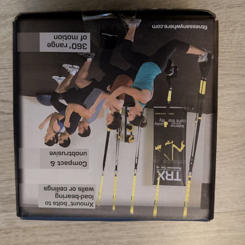 TRX straps used, yellow color, without hook