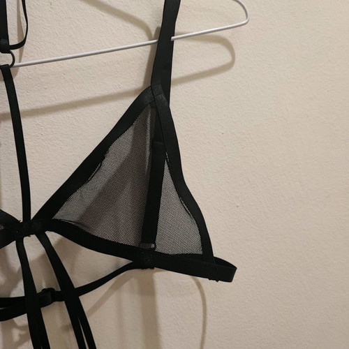 Lingerie set mesh with adjustable size, new, black