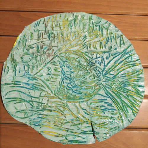 Painting on wood slice new with acrylic colors