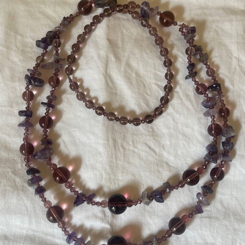 Amethyst large handmade vintage necklace like new, length 44 cm