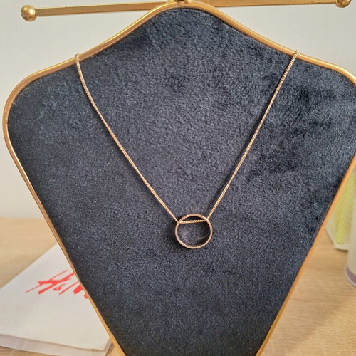 H&M Minimalist Gold Tone Open Circle Necklace new