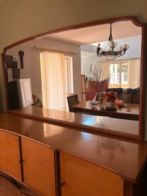 Dining buffet used with large vintage classic mirror set