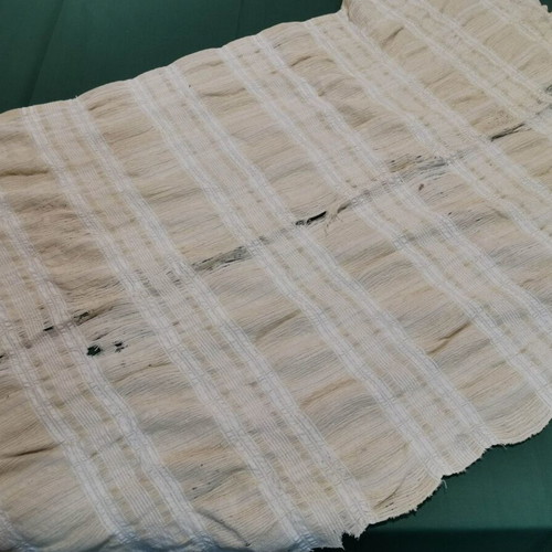 Wool woven bed sheet used, 1930s vintage with wear