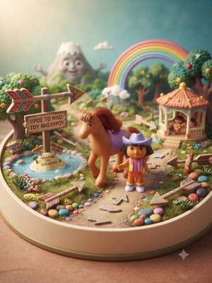 Dora the Explorer figure with horse, 2000s