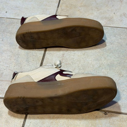 Stradivarius sneakers size 39 used, beige and burgundy