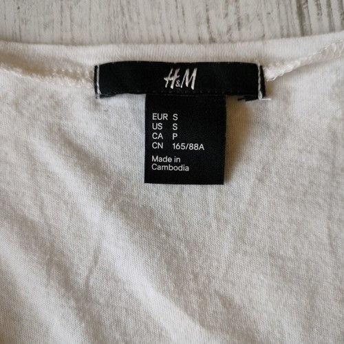 H&M White Blouse with White Flowers like new, 100% Cotton, Size S