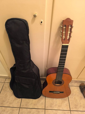 Classical guitar with fabric back case like new