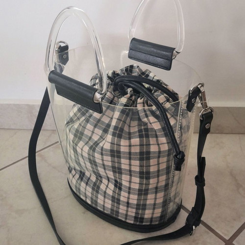 Zara crossbody bag new with transparent design and inner checkered pouch