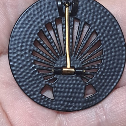 Vintage round pendant black with gold detail like new