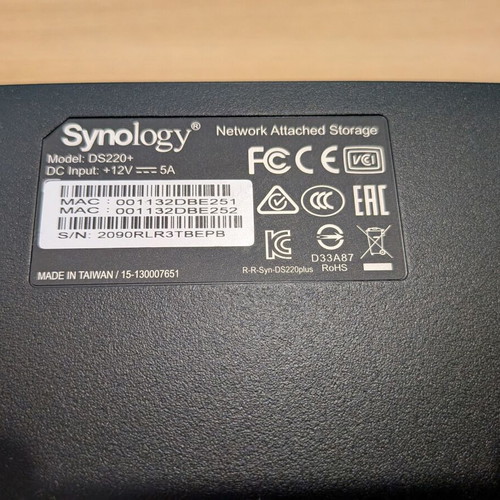Synology NAS DS220+ with 2x2TB WD Red drives and 6GB RAM like new