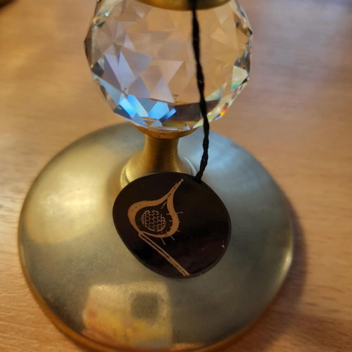 Vintage Lovjo of Sweden vase/candleholder 24K gold plated with crystal new