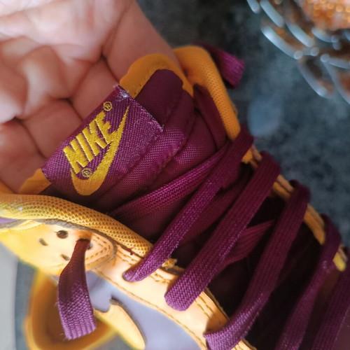 Nike Dunk Low Sneakers used, size 41, University Gold / White / Deep Maroon