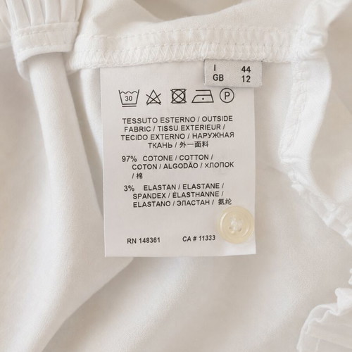 Pinko white sleeveless blouse with ruffles, size L, new