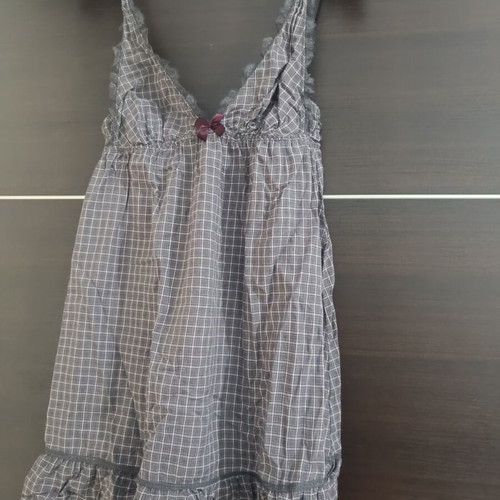 Oysho checkered nightdress like new, lace detail, size S