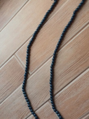 Long necklace with wooden beads in petrol color like new