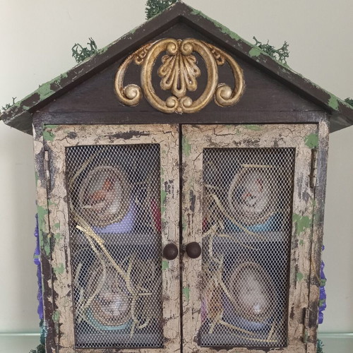 Decorative chicken coop new, handmade wood with eggs