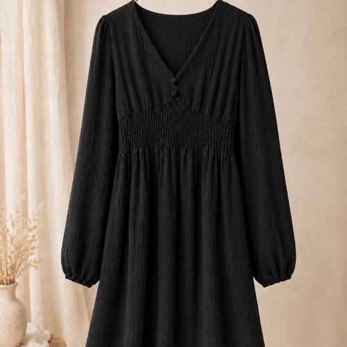 Black short dress XL like new with elastic waist and cool fabric