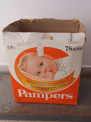 Συλλεκτικό κουτί Pampers μεταχειρισμένο, κόκκινο ΠΑΣΟΚ Κοσκωτάς 1980