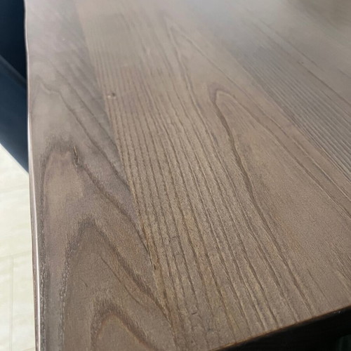 Solid wood table with metal base and 50cm extension mechanism