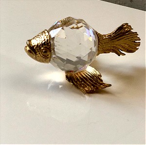 Τροπικό Ψάρι Μινιατούρα Κρύσταλλο Swarovski και μέταλλο. Vintage Crystal Fish Figurine. Πρες παπιέ