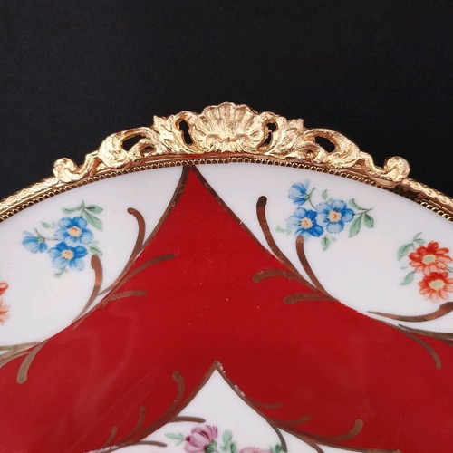 Vintage Furstenberg Germany shallow plate with metal frame
